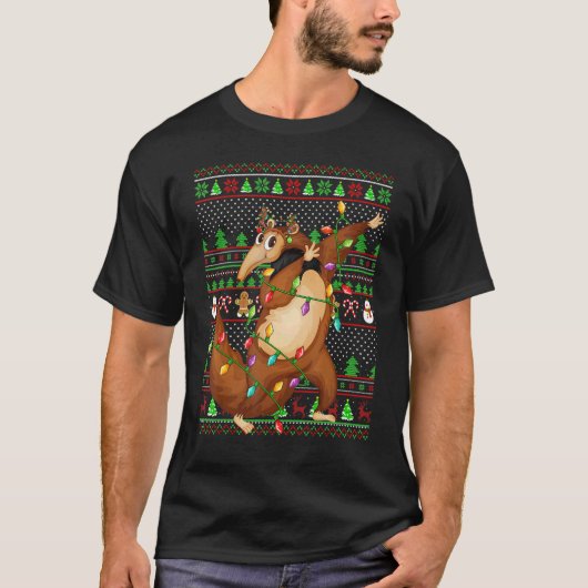 Ugly Xmas Sweater Style Lighting Anteater Christma Tシャツ (正面)