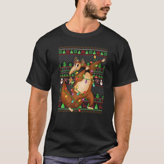 Ugly Xmas Sweater Style Lighting Anteater Christma Tシャツ (正面)
