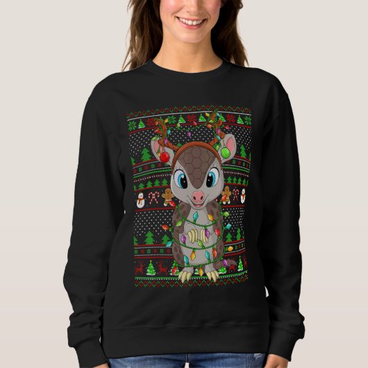 Ugly Xmas Sweater Style Lighting Armadillo Christm スウェットシャツ (正面)