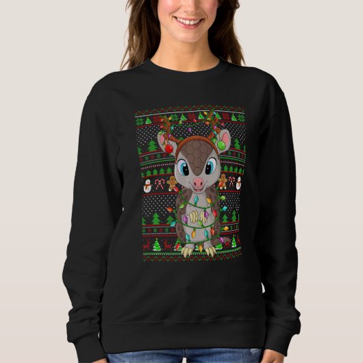 Ugly Xmas Sweater Style Lighting Armadillo Christm スウェットシャツ (正面)