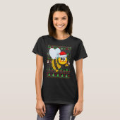 Ugly Xmas Sweater Style Lighting Bee Christmas Tシャツ (正面フル)