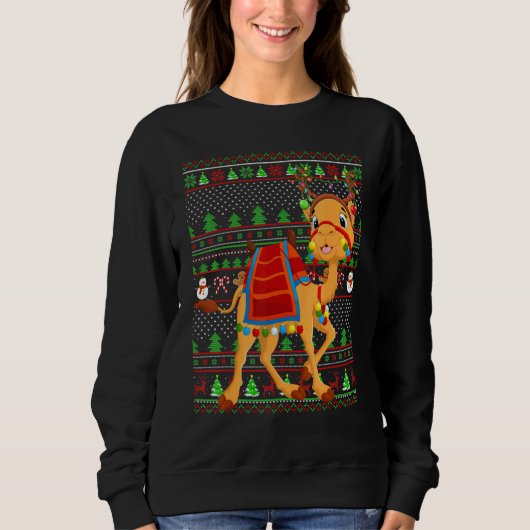 Ugly Xmas Sweater Style Lighting Camel Christmas スウェットシャツ (正面)