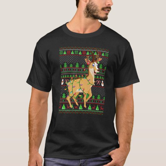 Ugly Xmas Sweater Style Lighting Chamois Christmas Tシャツ (正面)