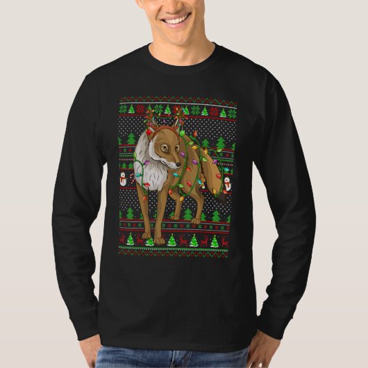 Ugly Xmas Sweater Style Lighting Coyote Christmas Tシャツ (正面)