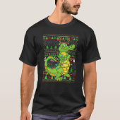 Ugly Xmas Sweater Style Lighting Crocodile Christm Tシャツ (正面)