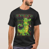 Ugly Xmas Sweater Style Lighting Crocodile Christm Tシャツ (正面)