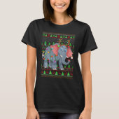 Ugly Xmas Sweater Style Lighting Elephant Christma Tシャツ (正面)