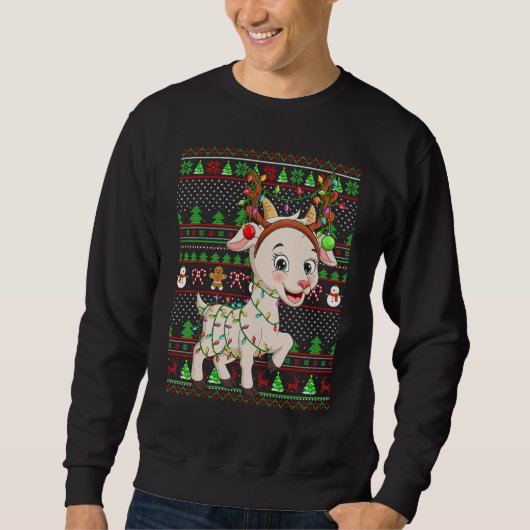Ugly Xmas Sweater Style Lighting Goat Christmas スウェットシャツ (正面)