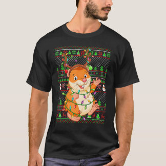 Ugly Xmas Sweater Style Lighting Hamster Christmas Tシャツ