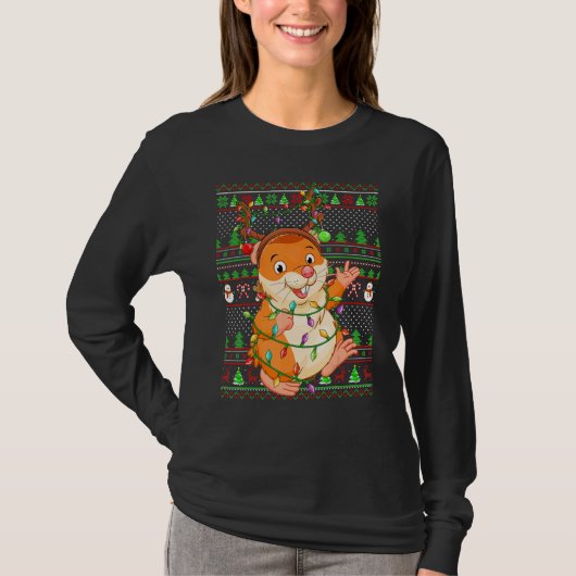 Ugly Xmas Sweater Style Lighting Hamster Christmas Tシャツ (正面)