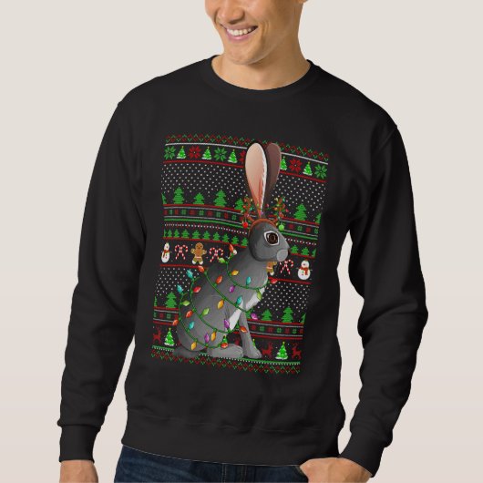 Ugly Xmas Sweater Style Lighting Hare Christmas スウェットシャツ (正面)