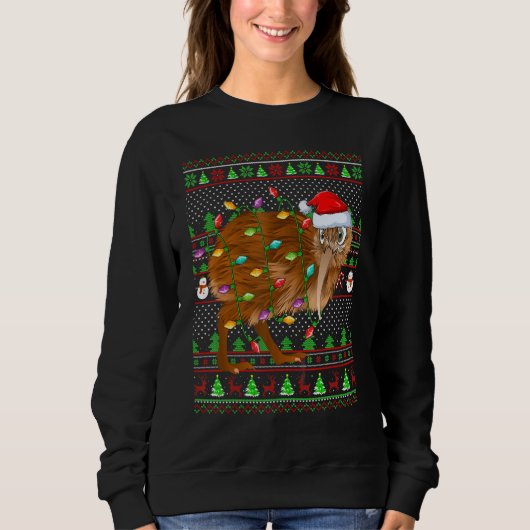 Ugly Xmas Sweater Style Lighting Kiwi Bird Christm スウェットシャツ (正面)