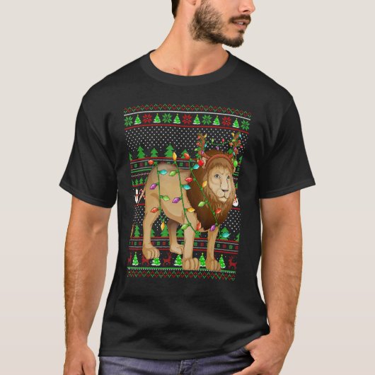 Ugly Xmas Sweater Style Lighting Mountain Lion Chr Tシャツ (正面)