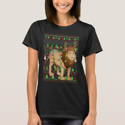 Ugly Xmas Sweater Style Lighting Mountain Lion Chr Tシャツ (正面)