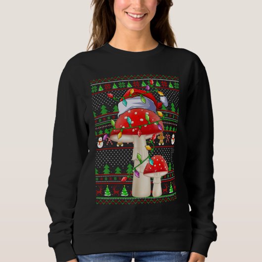 Ugly Xmas Sweater Style Lighting Mushroom Christma スウェットシャツ (正面)