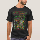 Ugly Xmas Sweater Style Lighting Panther Christmas Tシャツ (正面)