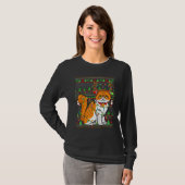 Ugly Xmas Sweater Style Lighting Persian Cat Chris Tシャツ (正面フル)