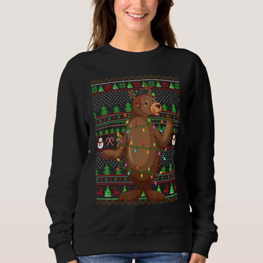 Ugly Xmas Sweater Style Lighting Sea Lion Christma スウェットシャツ (正面)