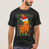 Ugly Xmas Sweater Style Lighting Squid Fish Christ Tシャツ (正面)