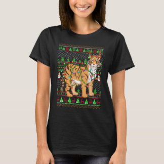 Ugly Xmas Sweater Style Lighting Tiger Christmas Tシャツ