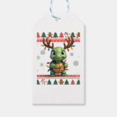 Ugly Xmas Sweater Style Lighting Turtle Christmas  ギフトタグ (正面)