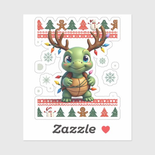 Ugly Xmas Sweater Style Lighting Turtle Christmas  シール (シート)