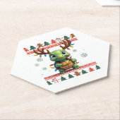 Ugly Xmas Sweater Style Lighting Turtle Christmas  ペーパーコースター (アングル)