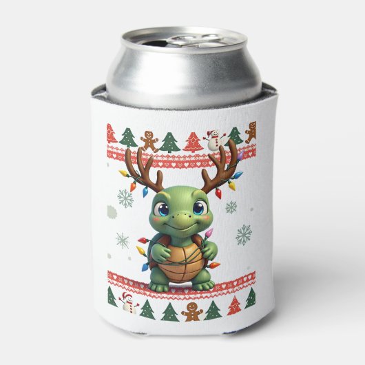 Ugly Xmas Sweater Style Lighting Turtle Christmas 缶クーラー (缶正面)