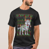 Ugly Xmas Sweater Style Lighting Wolf Christmas Tシャツ (正面)