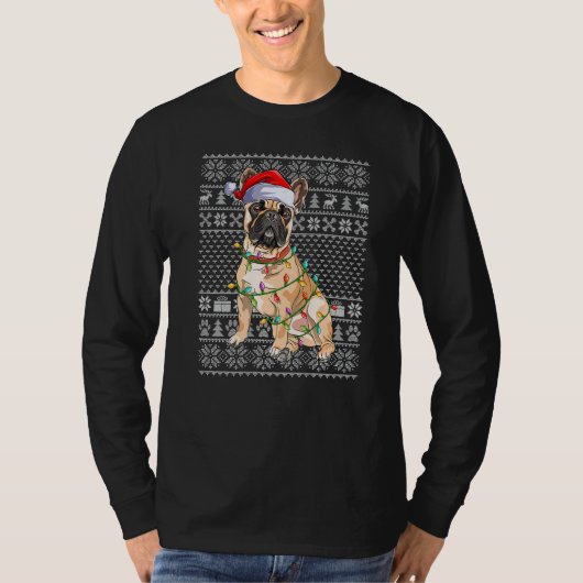 Ugly Xmas Sweater Style Santa French Bulldog Chris Tシャツ (正面)