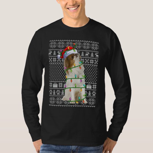 Ugly Xmas Sweater Style Santa Japanese Chin Dog Ch Tシャツ (正面)