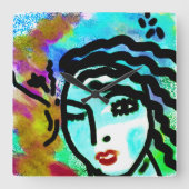 Uhフーオリジナル抽象芸術アート スクエア壁時計 (正面)