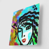 Uhフーオリジナル抽象芸術アート スクエア壁時計 (傾斜)