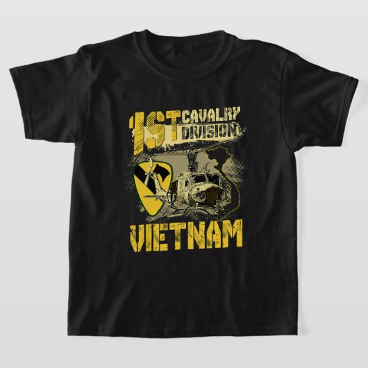 Uh1ホイヘリ第1騎兵師団ベトナムV Tシャツ (レイダウン)