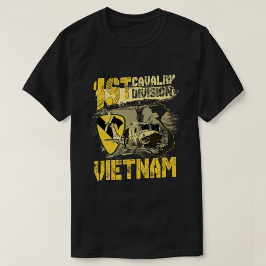 Uh1ホイヘリ第1騎兵師団ベトナムV Tシャツ (デザイン正面)