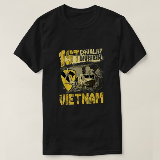 Uh1ホイヘリ第1騎兵師団ベトナムV Tシャツ (デザイン正面)