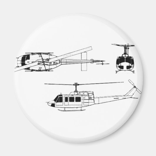 UH1ホイー青写真(Iriquois) マグネット (正面)