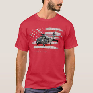 UH60 Black Hawk Helicopter Vintage Flag Veteran  Tシャツ