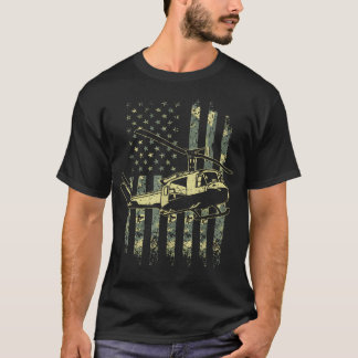 UH-1 ヒューイ 米軍 カモフラージュ ヘリコプター Tシャツ