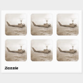 UH-1 Huey over Vietnam水田シール スクエアシール (シート)