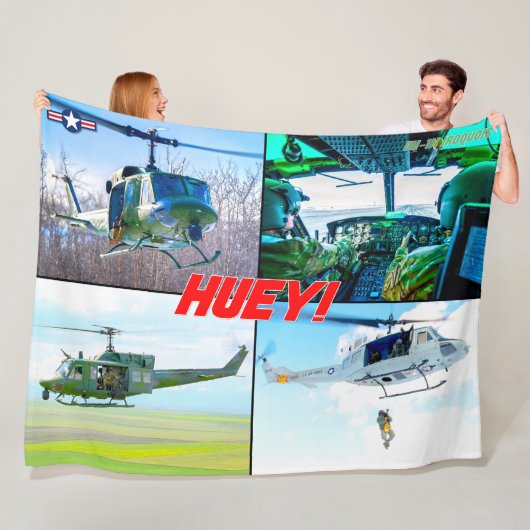UH-1Nイロコイ語"HUEY" フリースブランケット (インサイチュ)