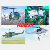 UH-1Nイロコイ語"HUEY" フリースブランケット (正面(横))