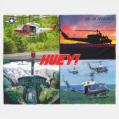 UH-1Nイロコイ語"HUEY" フリースブランケット (正面(横))