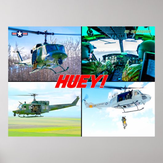 UH-1Nイロコイ語"HUEY" ポスター (正面)