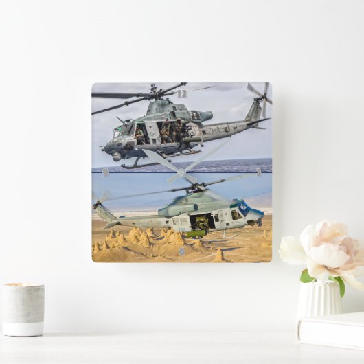 UH-1Y毒 スクエア壁時計 (ホーム)