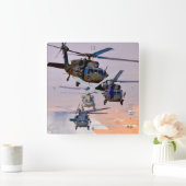 UH-60Mブラックホーク スクエア壁時計 (ホーム)