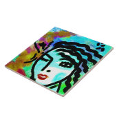 Uh Huh カラフル抽象芸術ポートレート タイル (側面)