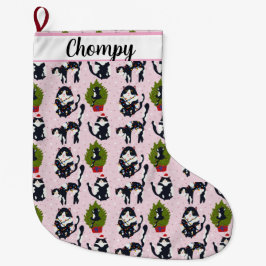 Uh Oh!  The Cat's in the Tree ラージクリスマスストッキング