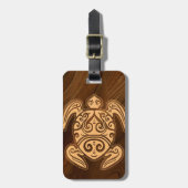 Uhaneのu'iのHonuのフェイクな木製のハワイのカメ ラゲッジタグ (正面縦)