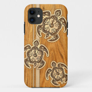 Uhane Honuのフェイクな木製のハワイのカメのiPhone 5の場合 iPhone 11 ケース